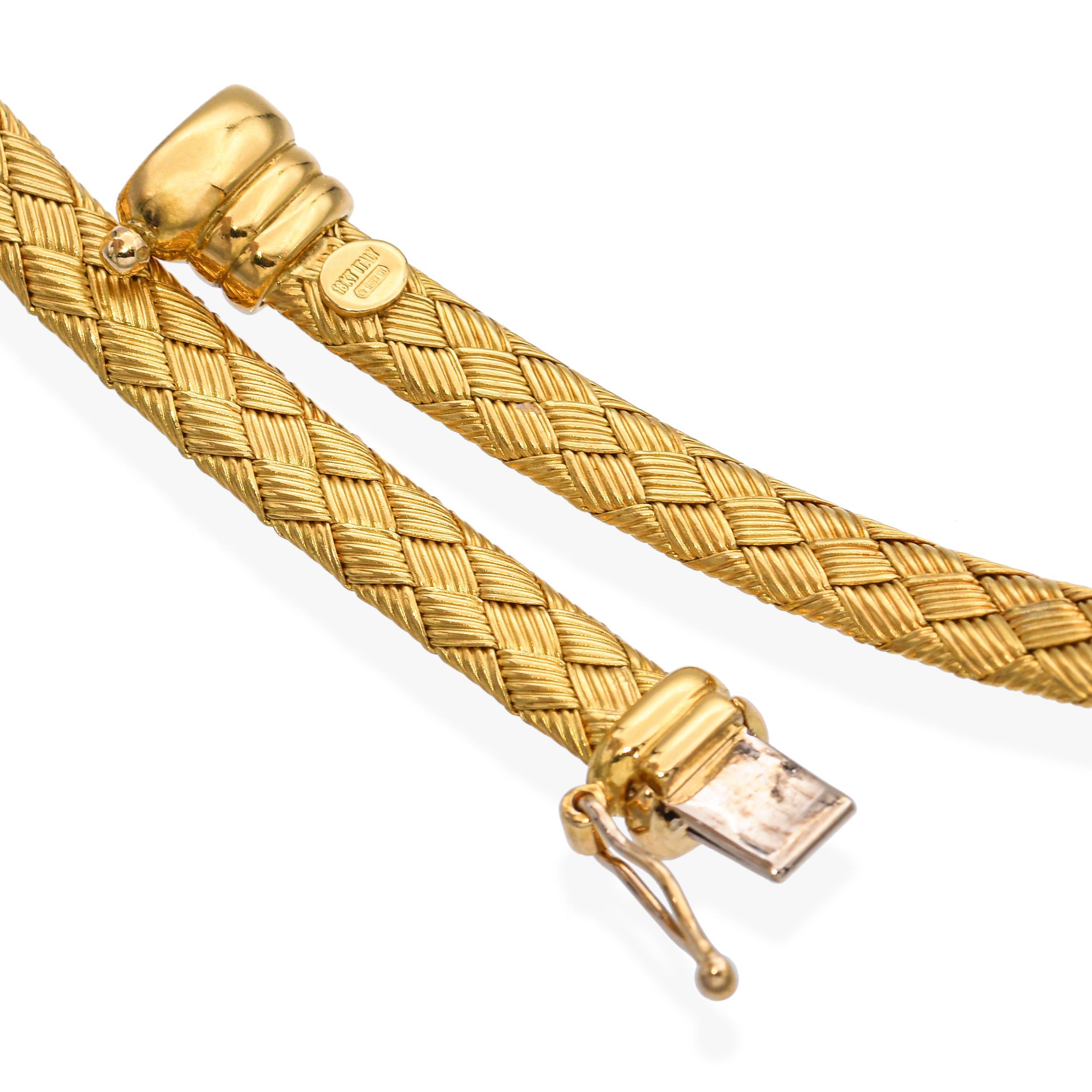 Roberto Coin - Collana in oro giallo 18k e diamanti intrecciati in vendita 2