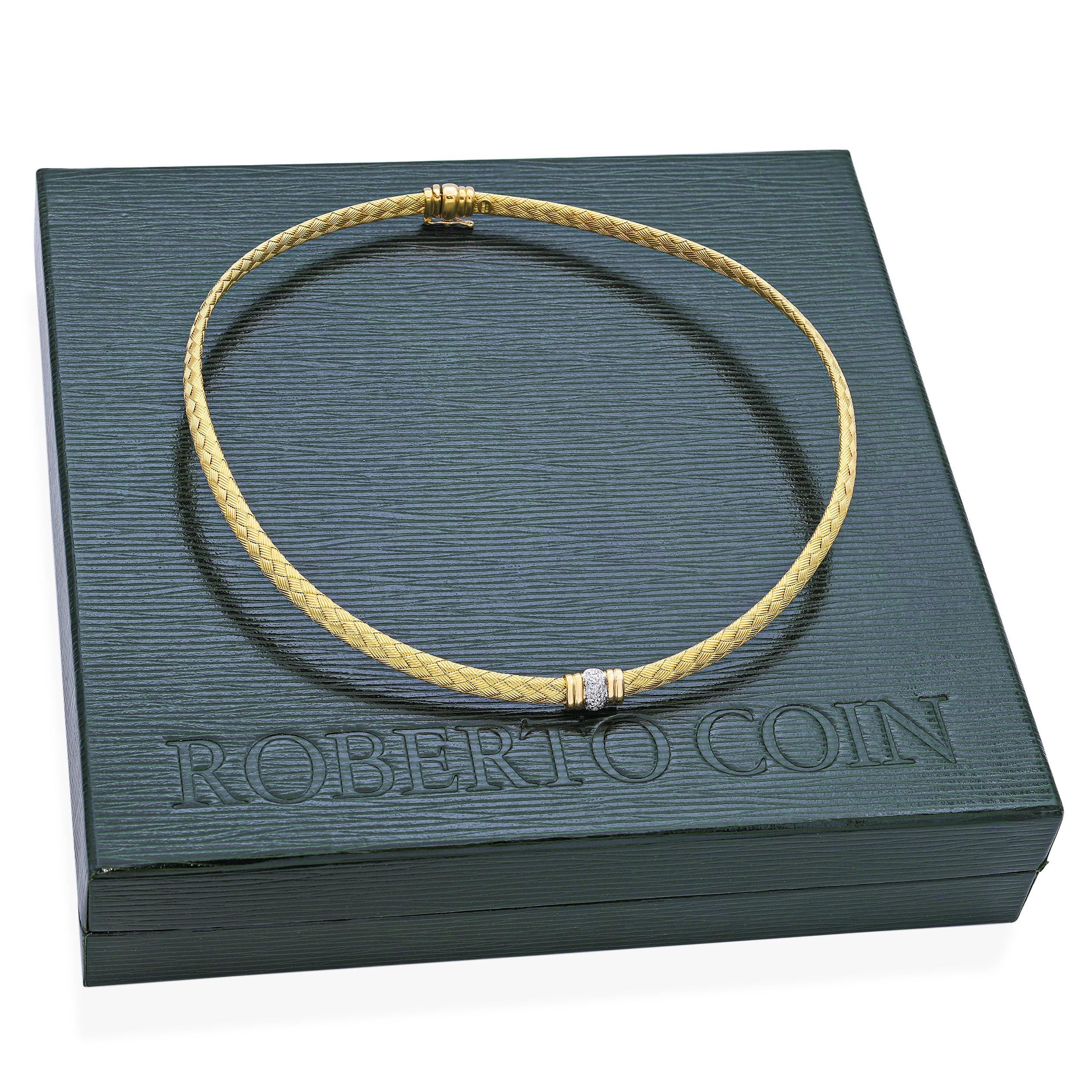 Roberto Coin - Collana in oro giallo 18k e diamanti intrecciati In condizioni buone in vendita a New York, NY