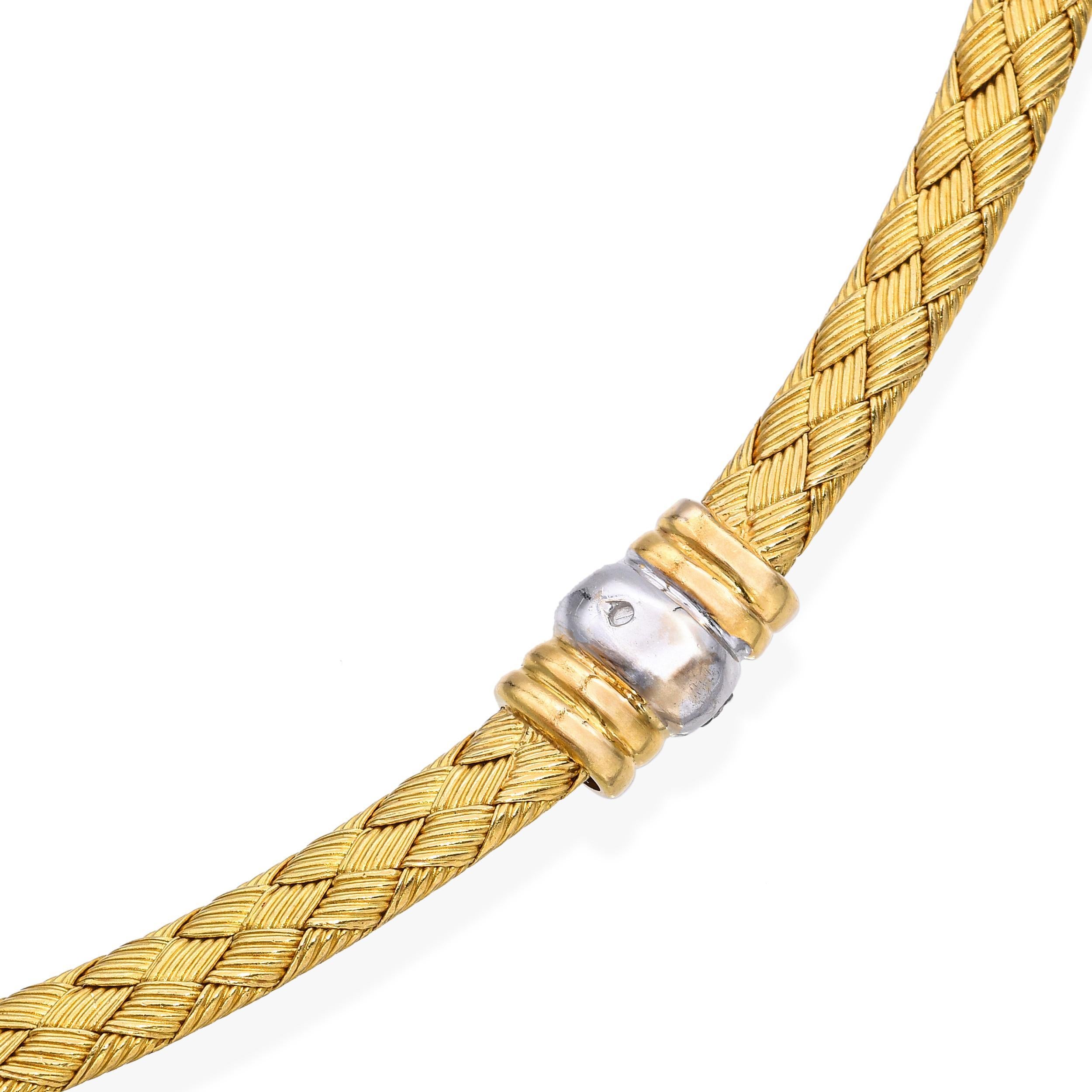 Roberto Coin - Collana in oro giallo 18k e diamanti intrecciati in vendita 3
