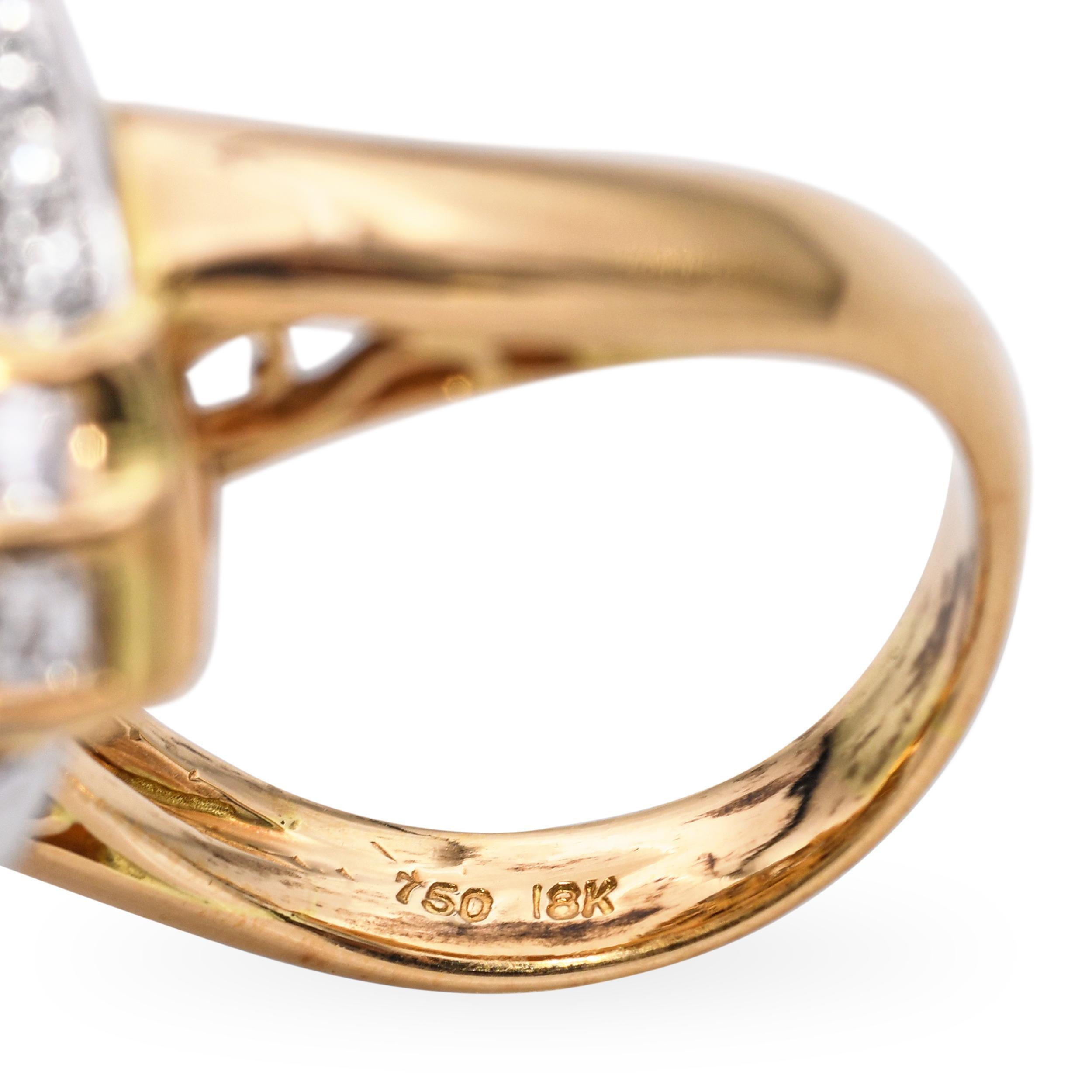 Bague en or jaune 18k avec perles de Tahiti et diamants en vente 1