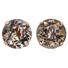 Vintage 14k Yellow Gold 45.6tcw Smoky Quartz Clip On Earrings