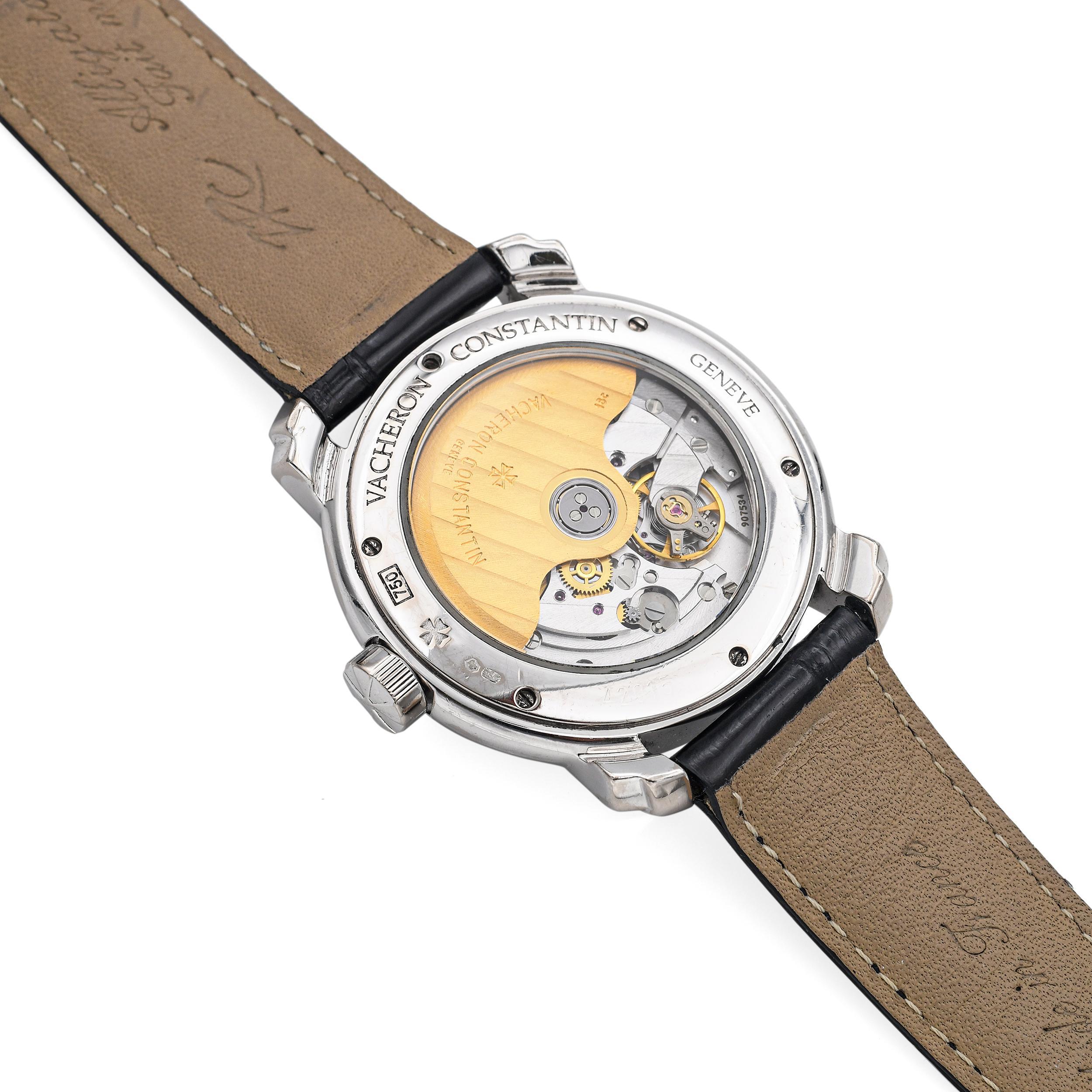 Vacheron Constantin Malte 18k Weißgold Skelett Datum Automatik Herrenuhr im Zustand „Gut“ im Angebot in New York, NY