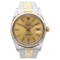 Vintage Rolex Datejust 16013 Zweifarbige 14k Gold Stahl Automatik Herrenuhr