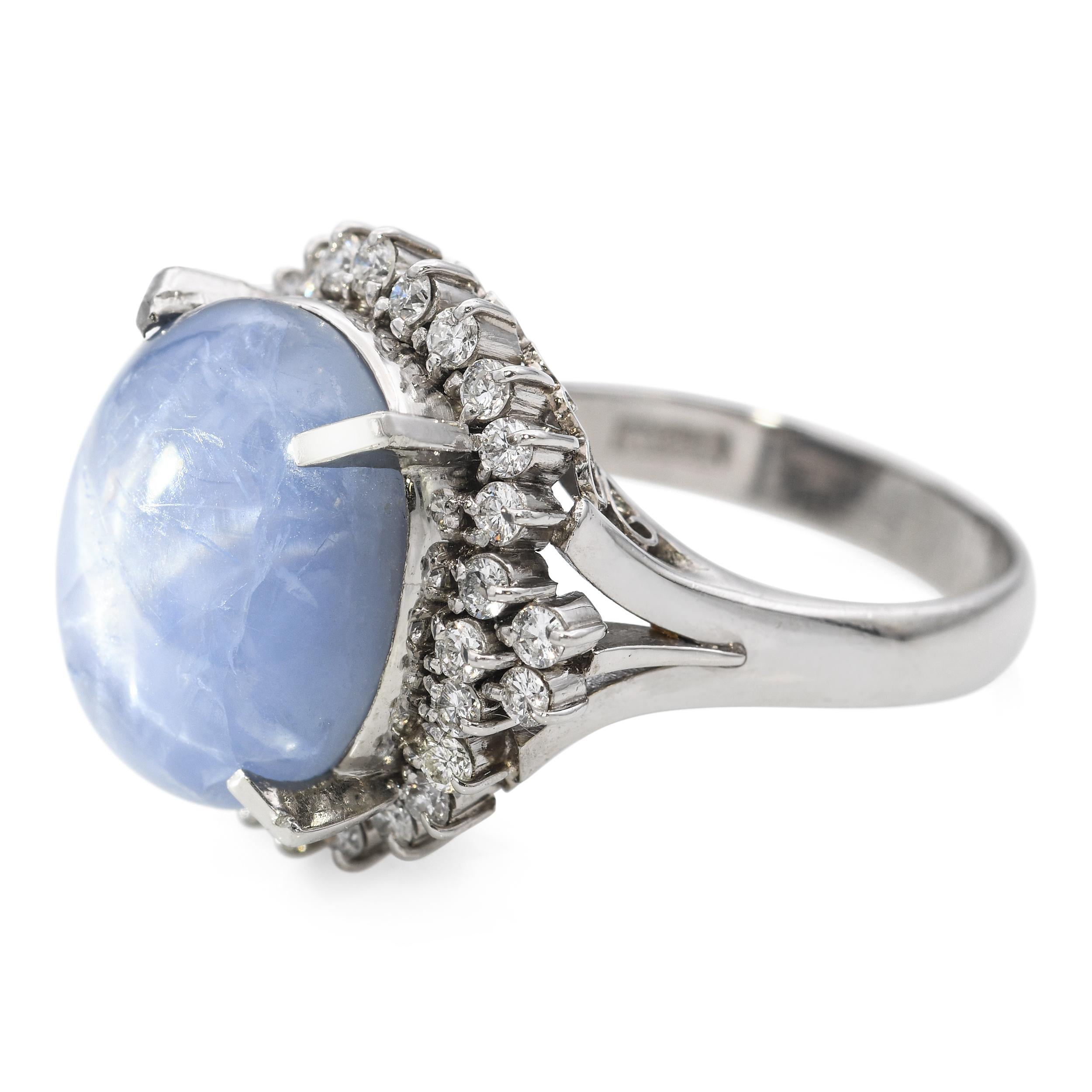 Anello Vintage in platino con zaffiro a stella e diamante da 12,82 ct. In condizioni buone in vendita a New York, NY