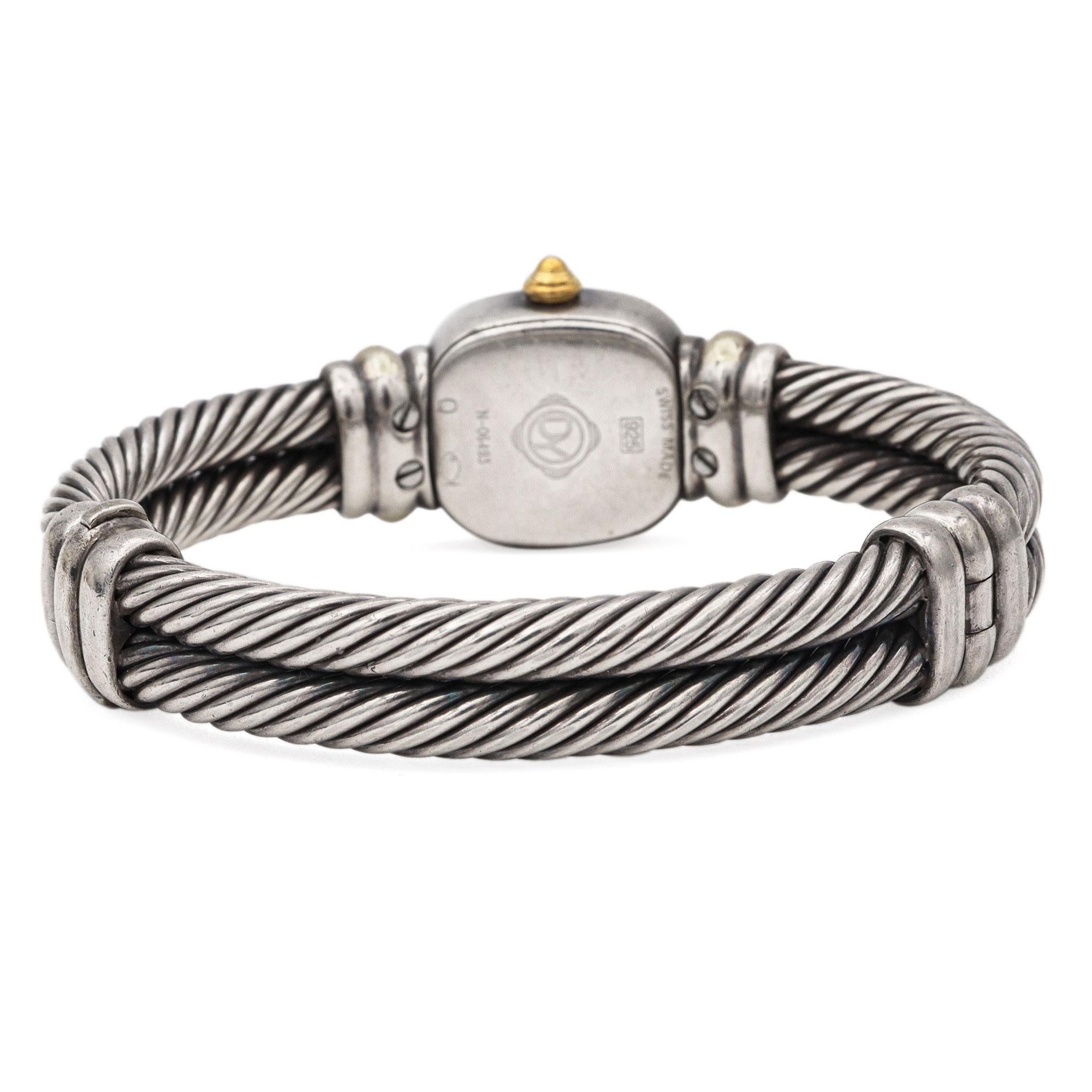 David Yurman Sterling Silber Perlmutt Zifferblatt Quarz Frauen Kabel Uhr im Angebot 2