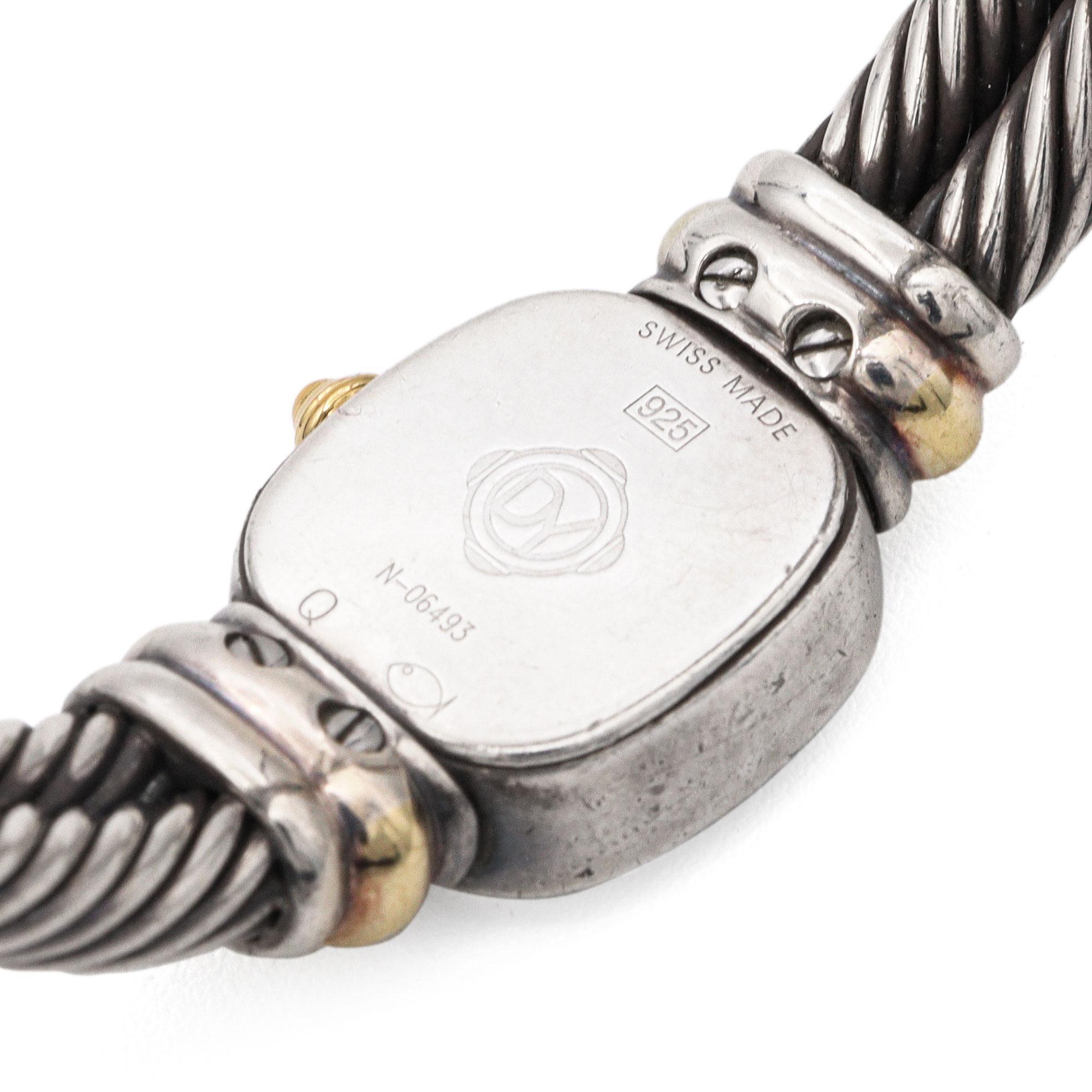 David Yurman Sterling Silber Perlmutt Zifferblatt Quarz Frauen Kabel Uhr im Angebot 1