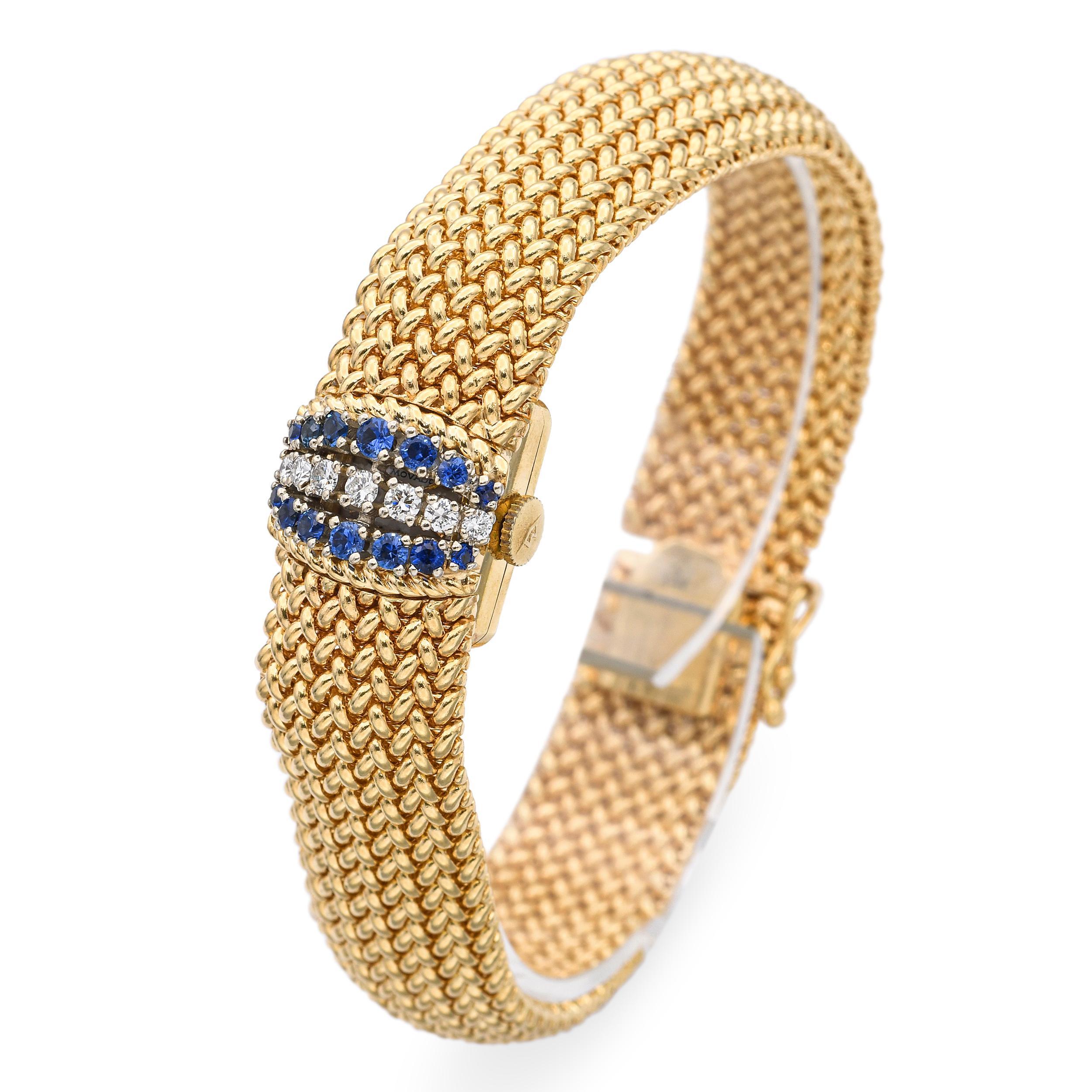 Montre pour femme Movado en or jaune 14k, diamant saphir cadran caché Bon état - En vente à New York, NY