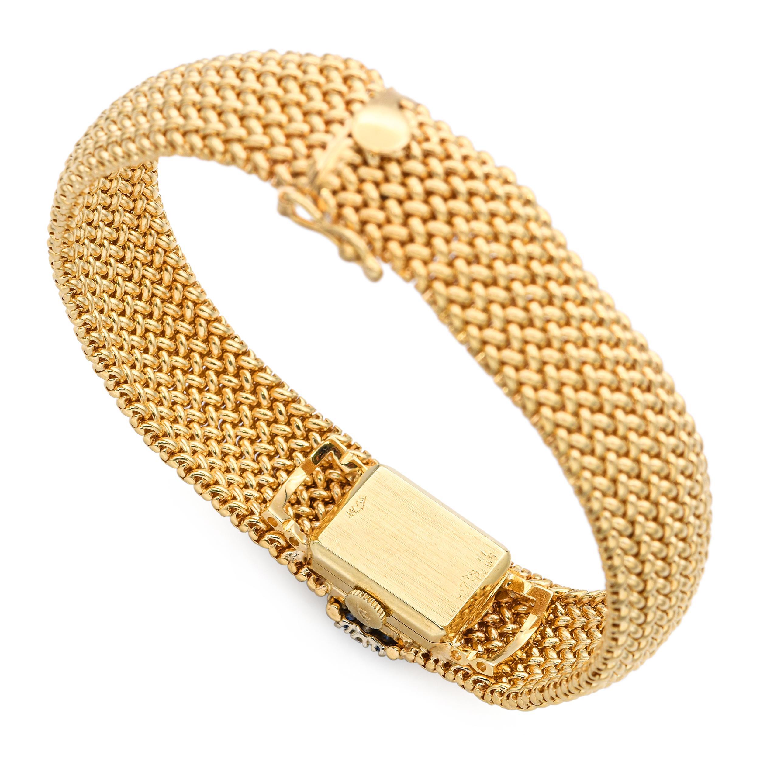 Montre pour femme Movado en or jaune 14k, diamant saphir cadran caché en vente 3