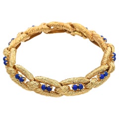 Vintage Cartier 18k Yellow Gold and Lapis Bracelet Designé par Carlo Weingrill