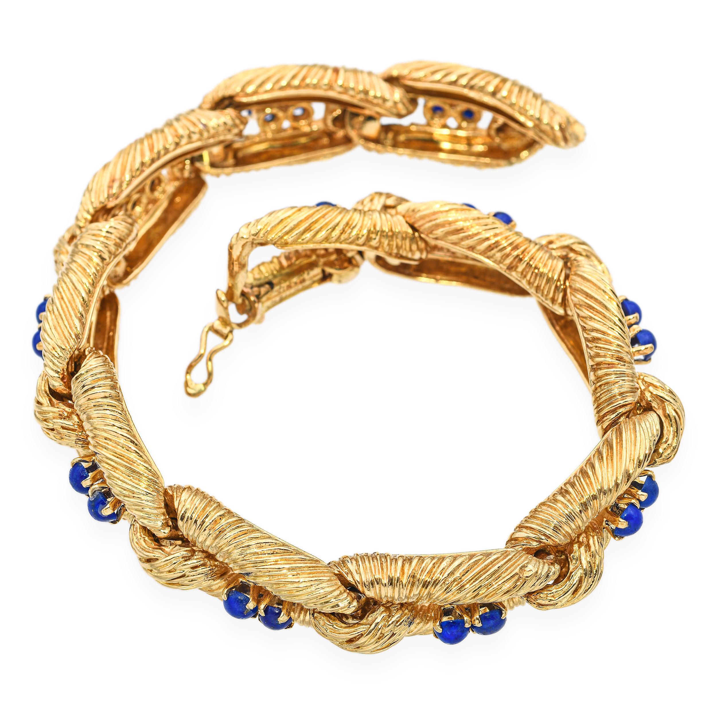 Vintage Cartier 18k Yellow Gold and Lapis Bracelet Designé par Carlo Weingrill Unisexe en vente