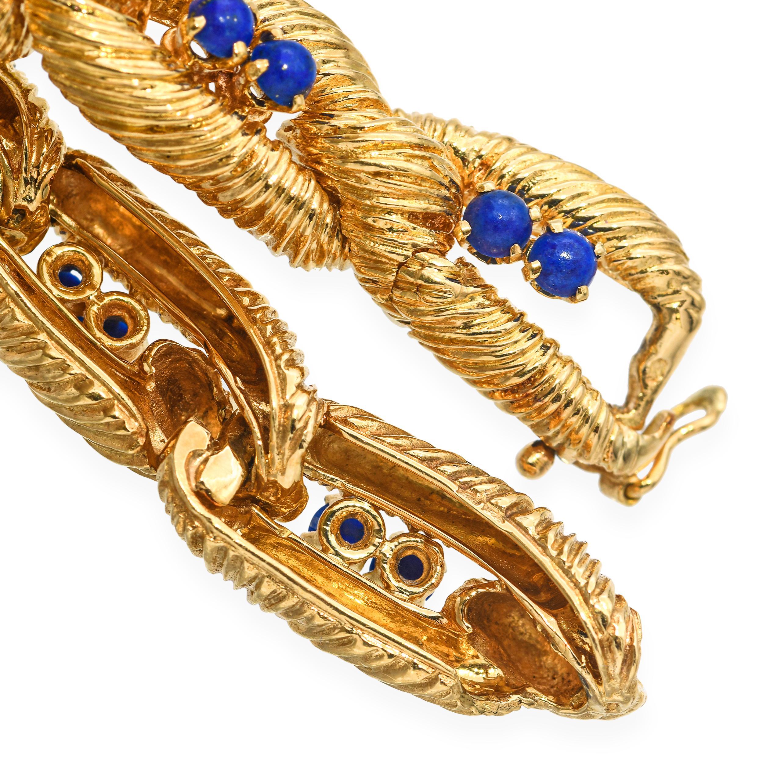 Vintage Cartier 18k Yellow Gold and Lapis Bracelet Designé par Carlo Weingrill en vente 2