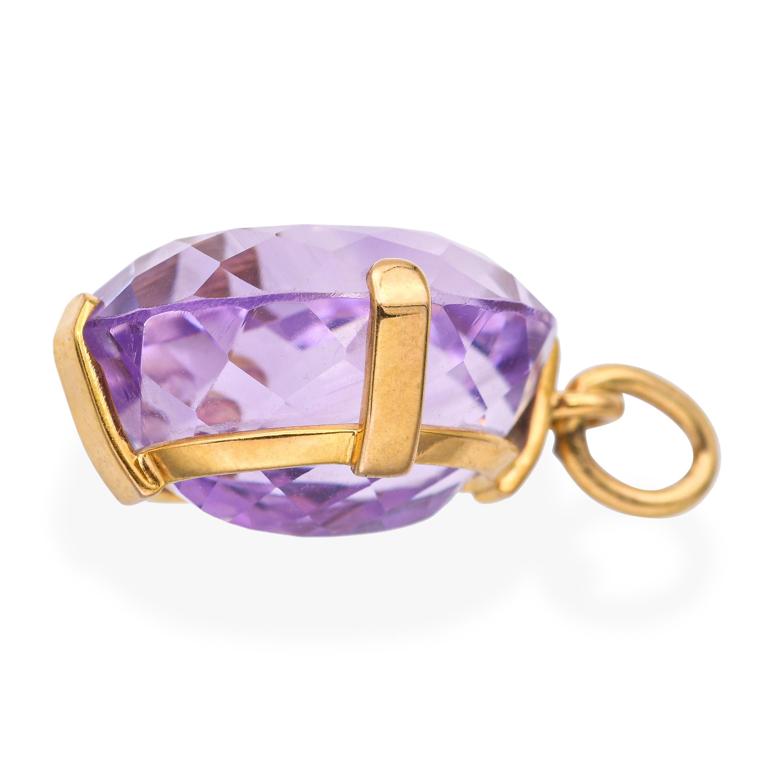 Pendentif vintage en or jaune 15k 18.6ct Améthyste Unisexe en vente