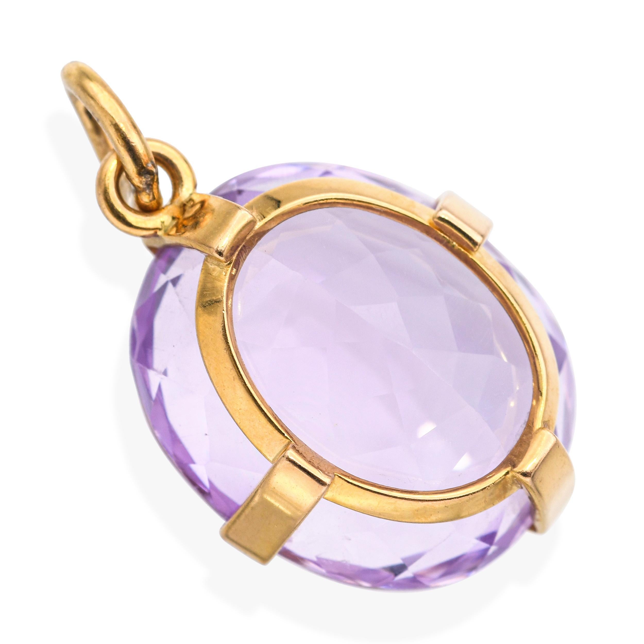 Pendentif vintage en or jaune 15k 18.6ct Améthyste en vente 1