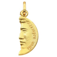 Uno A-Erre Or jaune 18k Italien romantique Love Token Moon Charm Pendentif