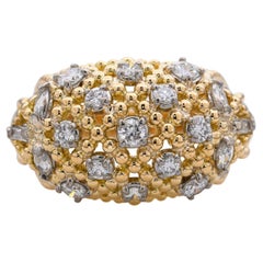 Vintage Jabel Or jaune 18k et diamant 0.60tcw Intertwined Rope Ring