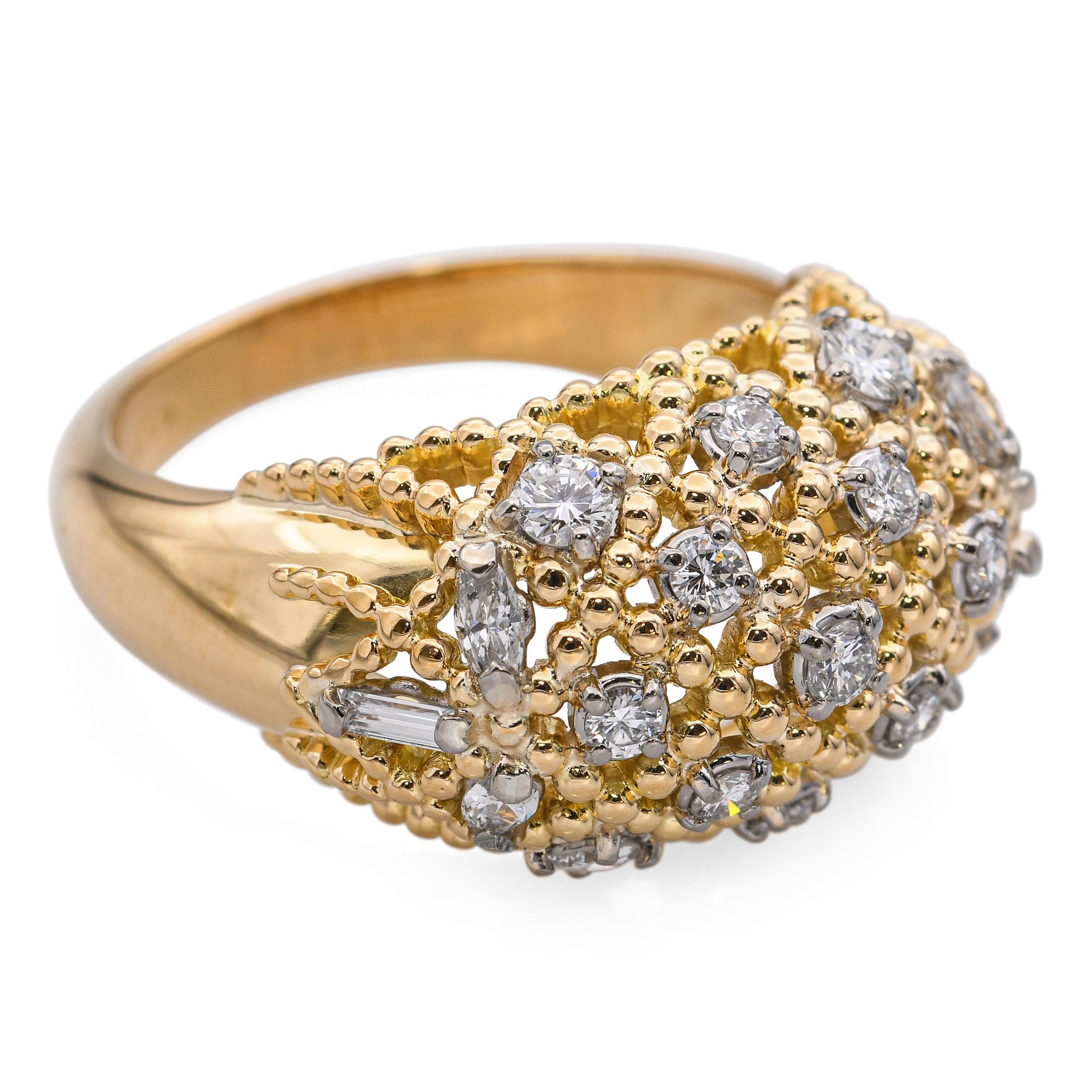 Vintage Jabel Or jaune 18k et diamant 0.60tcw Intertwined Rope Ring Pour femmes en vente
