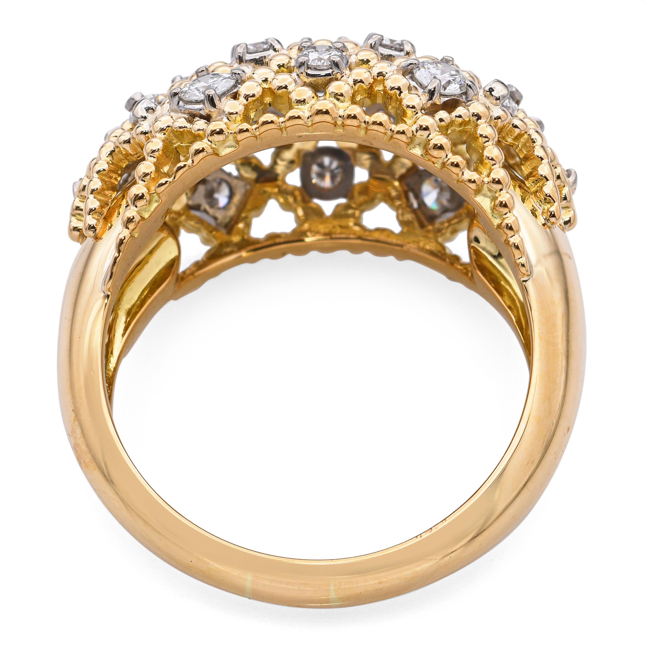 Vintage Jabel Or jaune 18k et diamant 0.60tcw Intertwined Rope Ring en vente 1