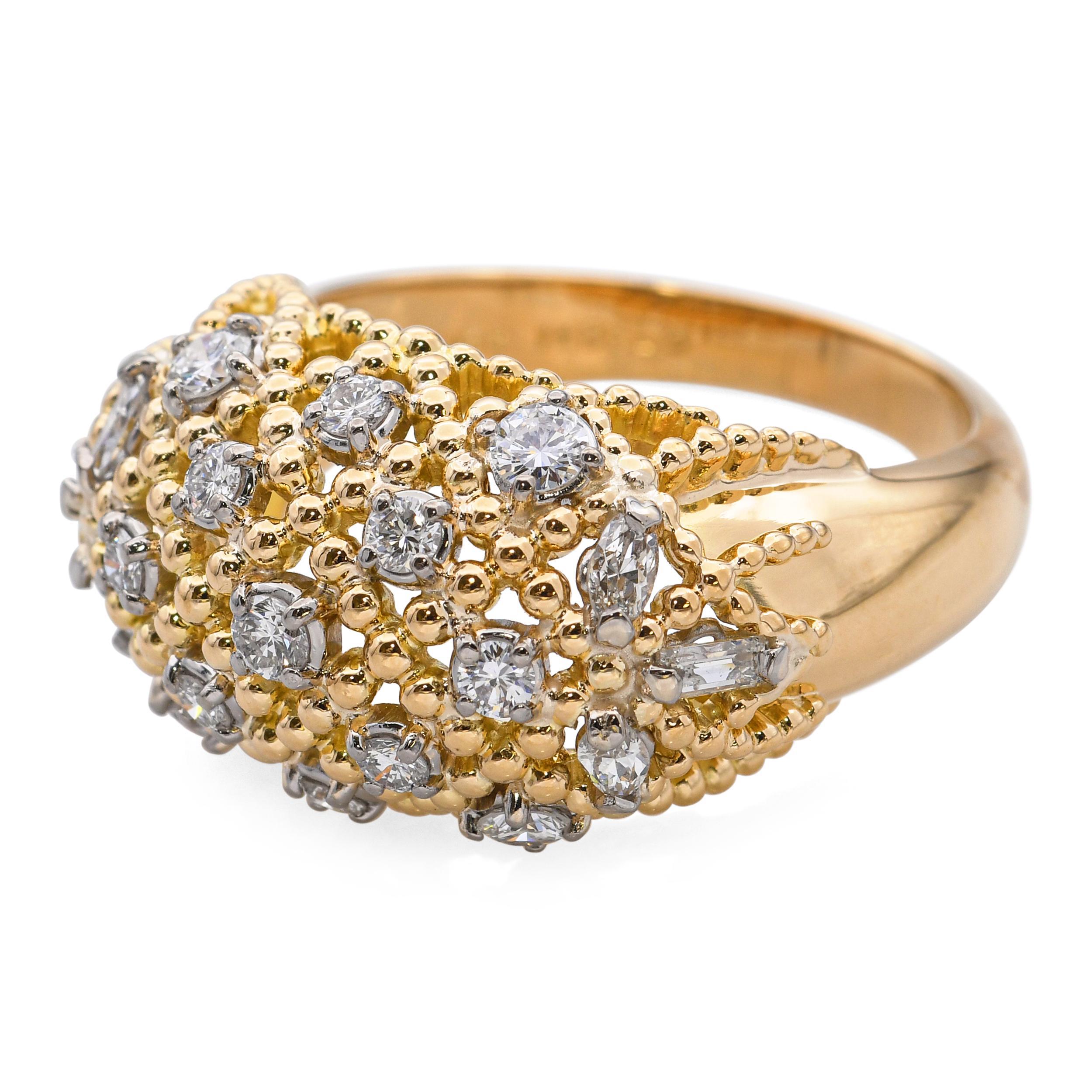 Vintage Jabel Or jaune 18k et diamant 0.60tcw Intertwined Rope Ring Bon état - En vente à New York, NY