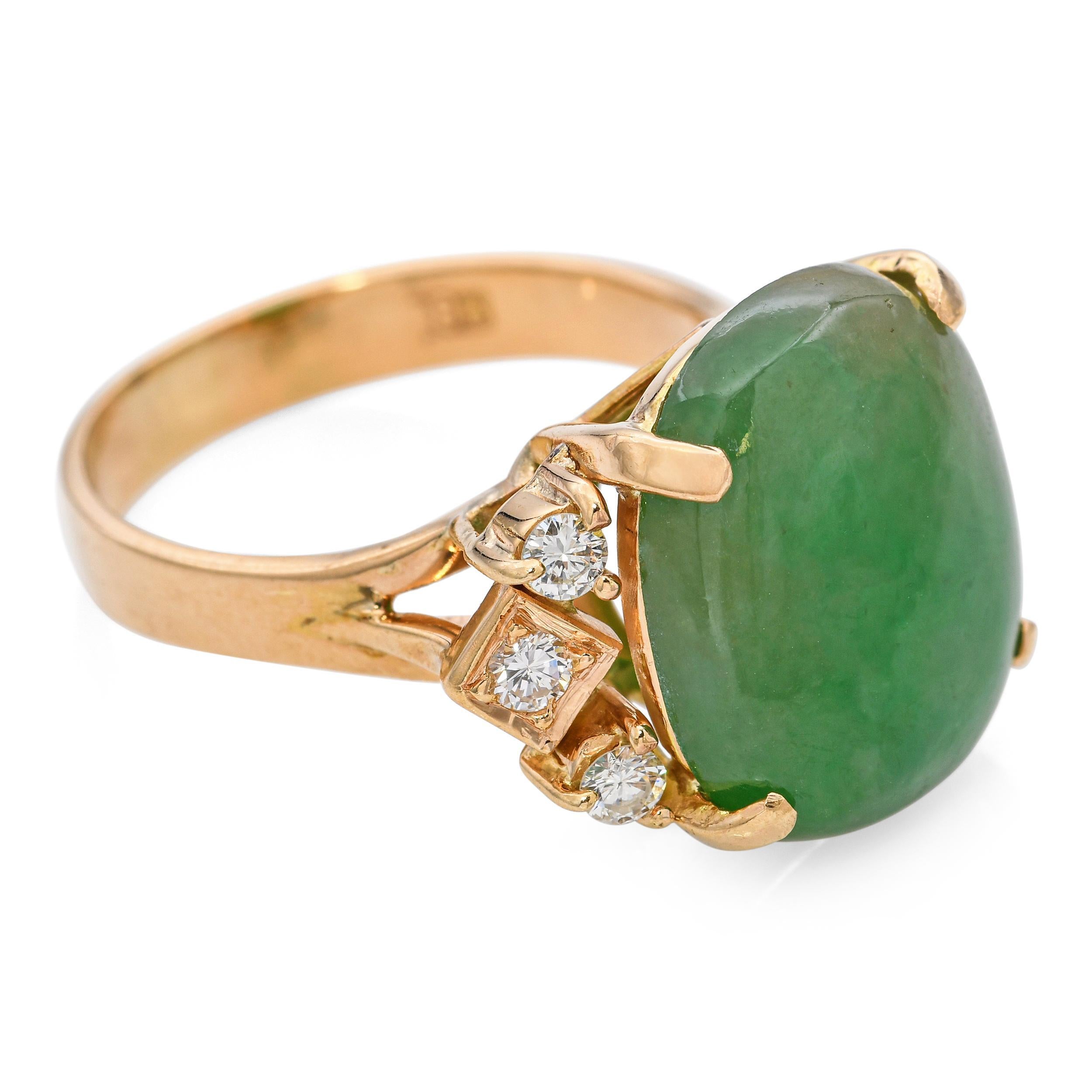 Bague Vintage en or jaune 18k Jade et diamant Unisexe en vente