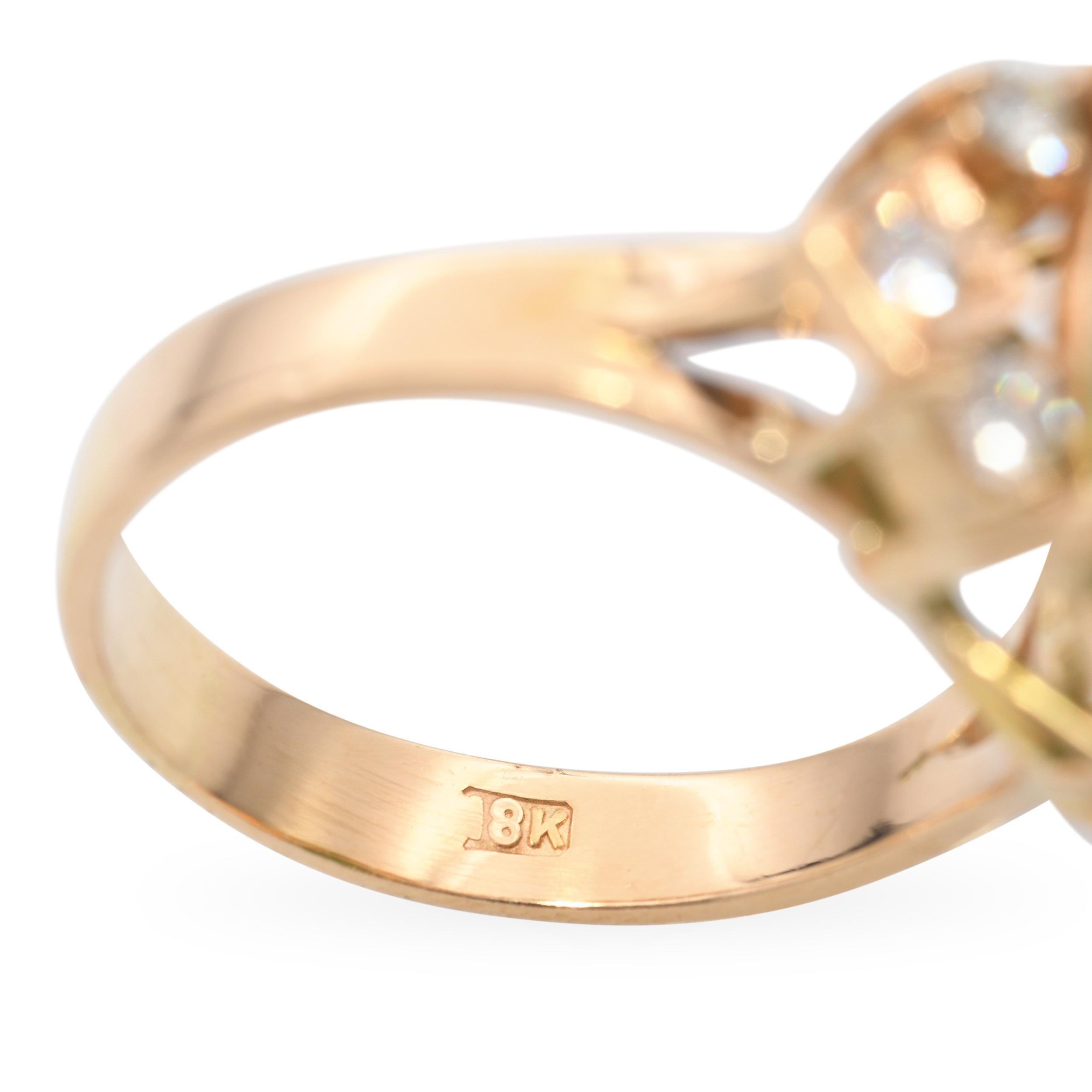 Bague Vintage en or jaune 18k Jade et diamant en vente 1
