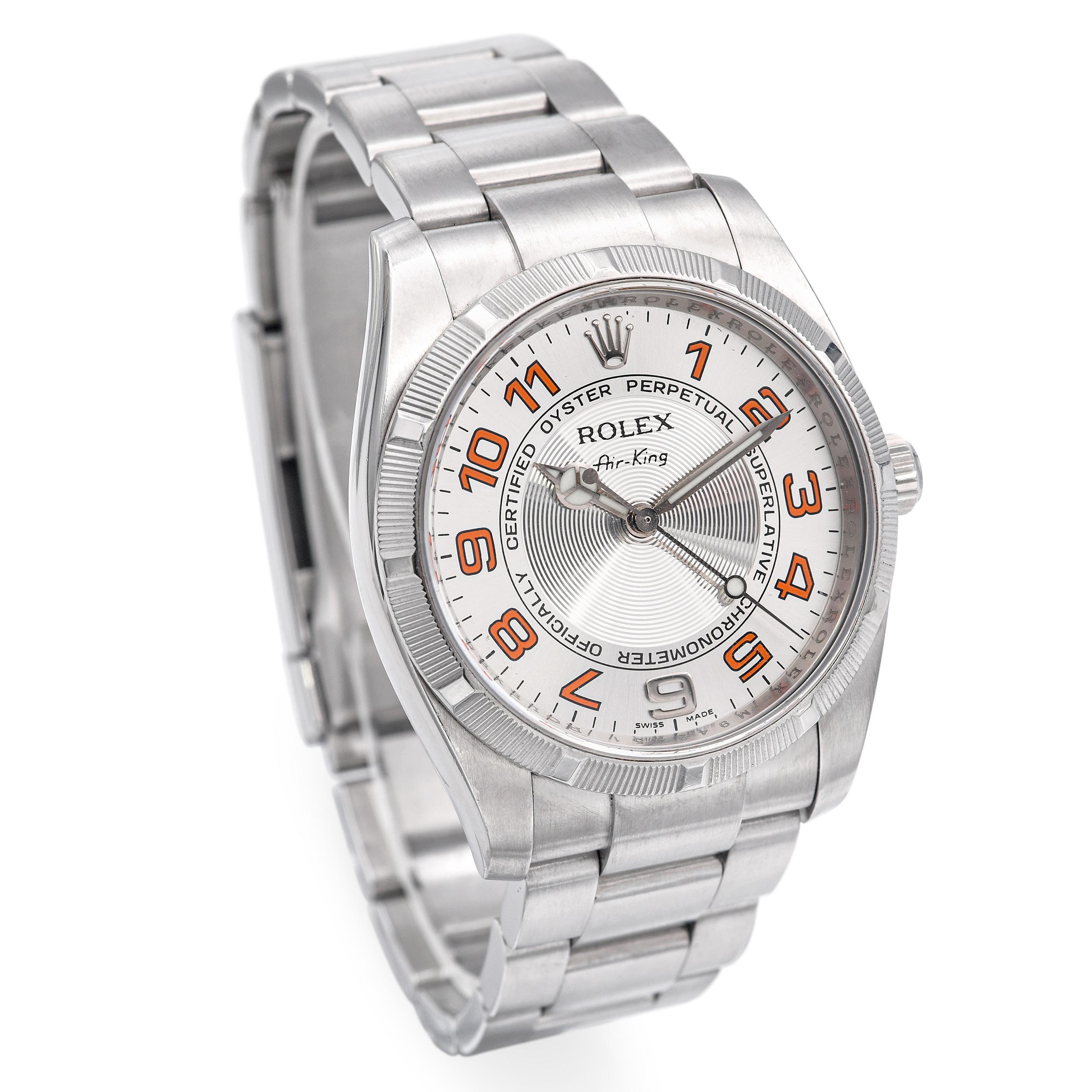 Rolex Air King Edelstahl Automatik Herrenuhr Ref. 114210 im Zustand „Gut“ im Angebot in New York, NY