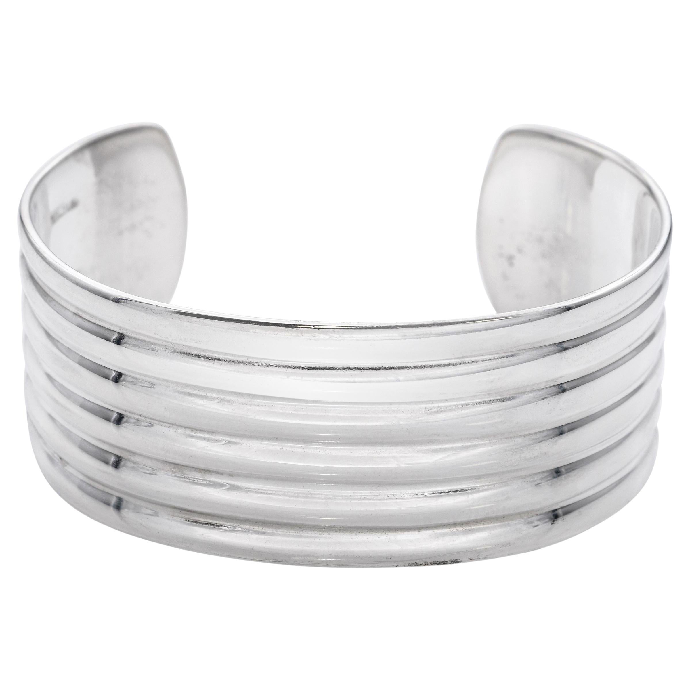Vintage Tiffany & Co. Brazalete brazalete ancho acanalado de 1" de plata de ley de México