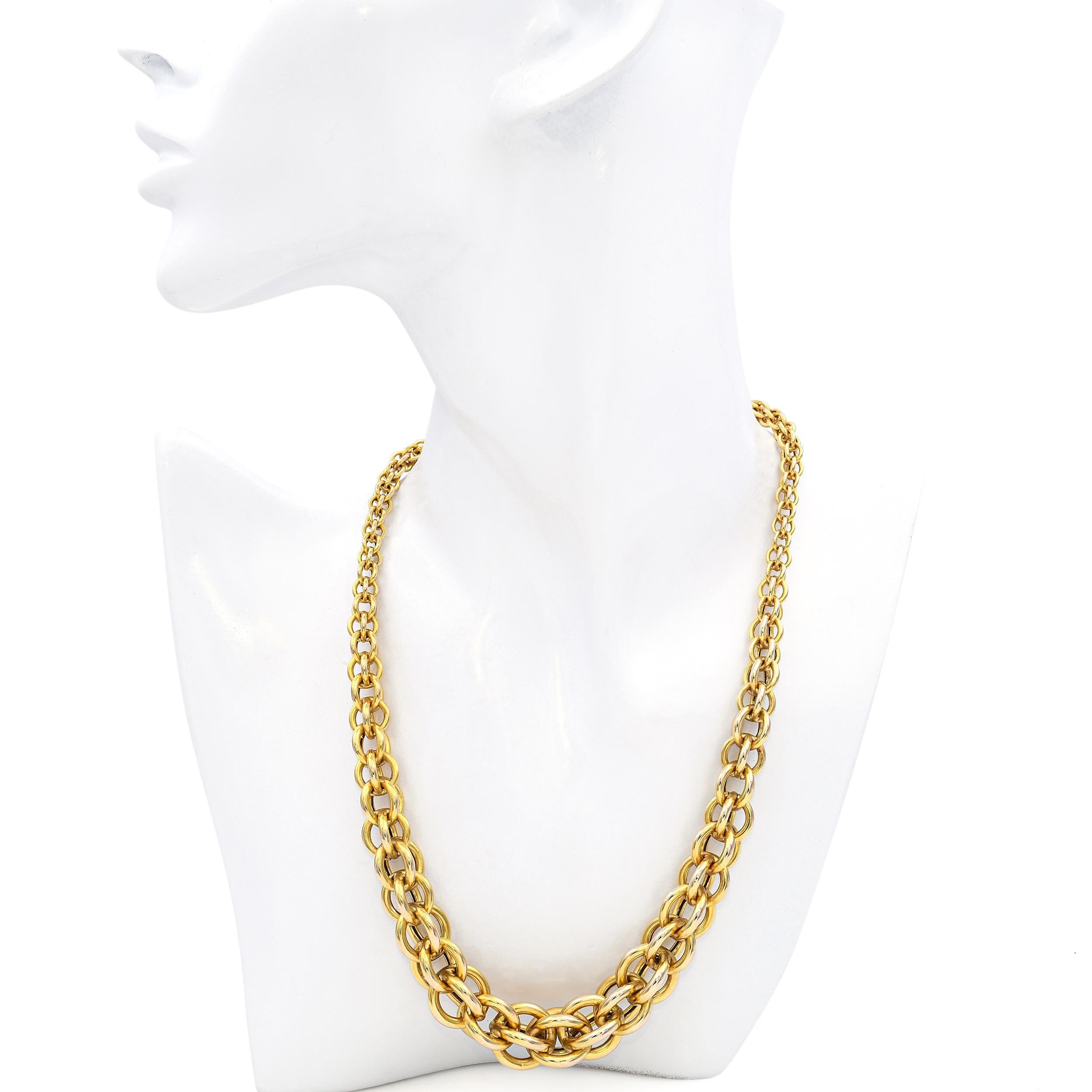 UnoAErre 14k Yellow Gold Statement Chain Necklace (Collier à chaîne en or jaune 14k) Bon état - En vente à New York, NY