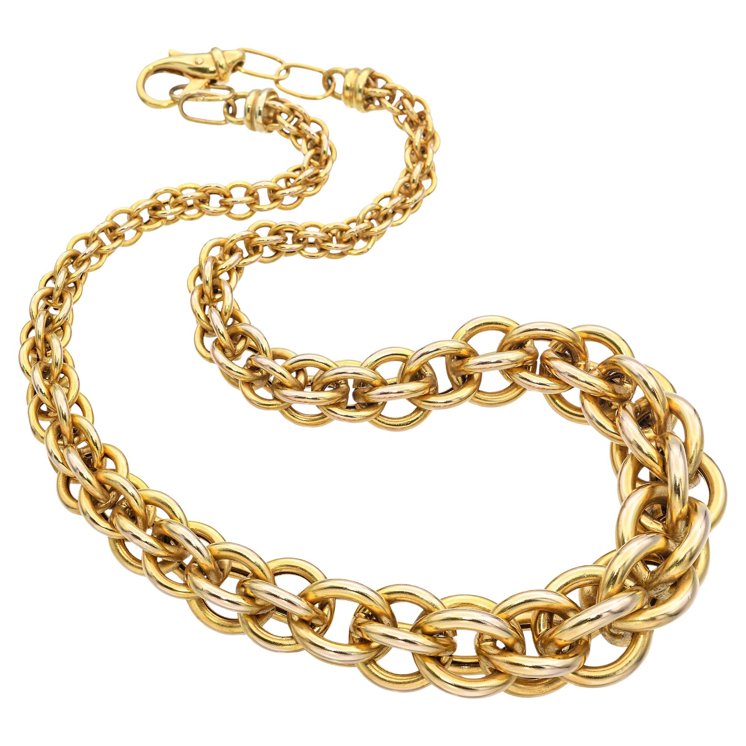 UnoAErre 14k Yellow Gold Statement Chain Necklace (Collier à chaîne en or jaune 14k) en vente