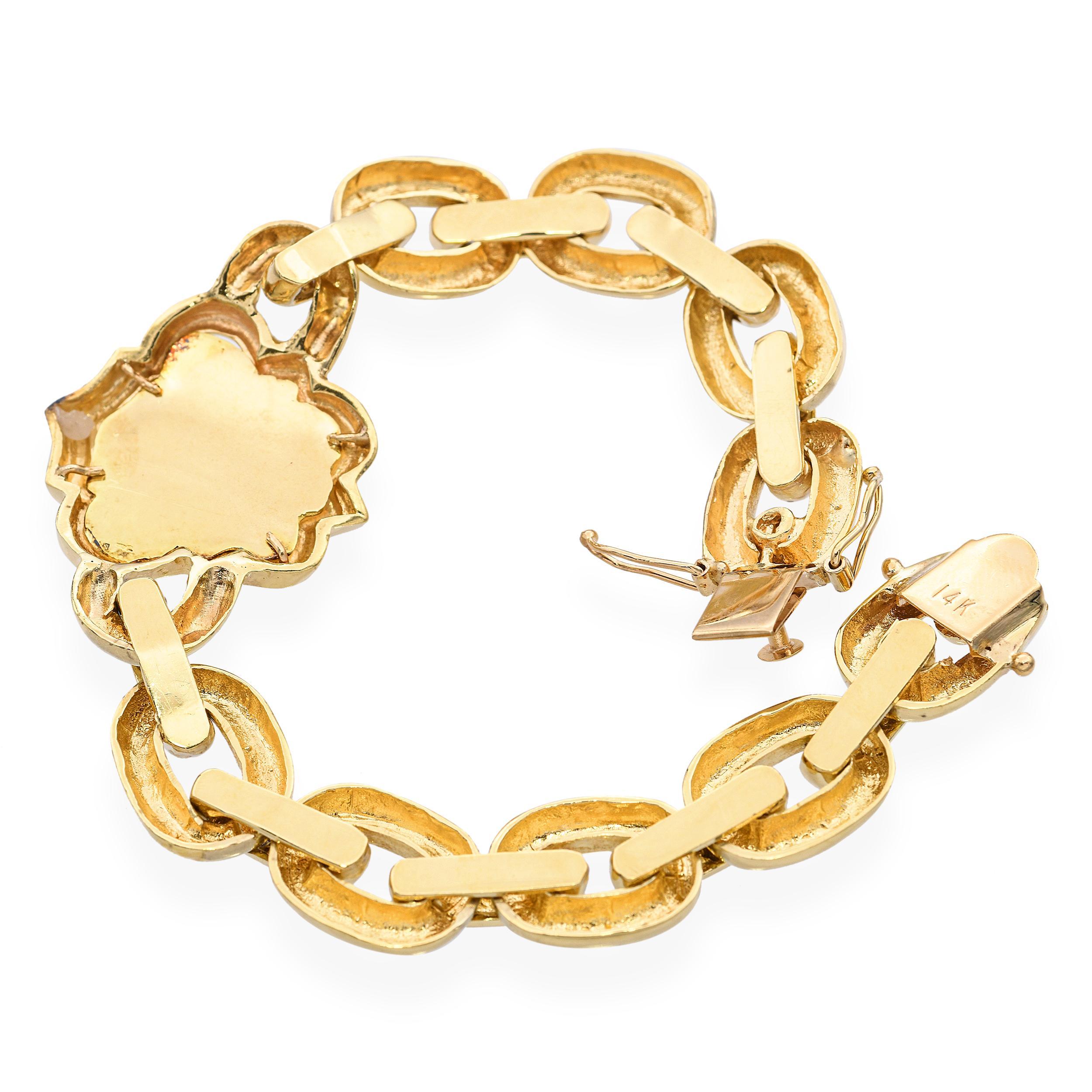 Bracciale a catena con diamanti in oro giallo 14k In condizioni buone in vendita a New York, NY