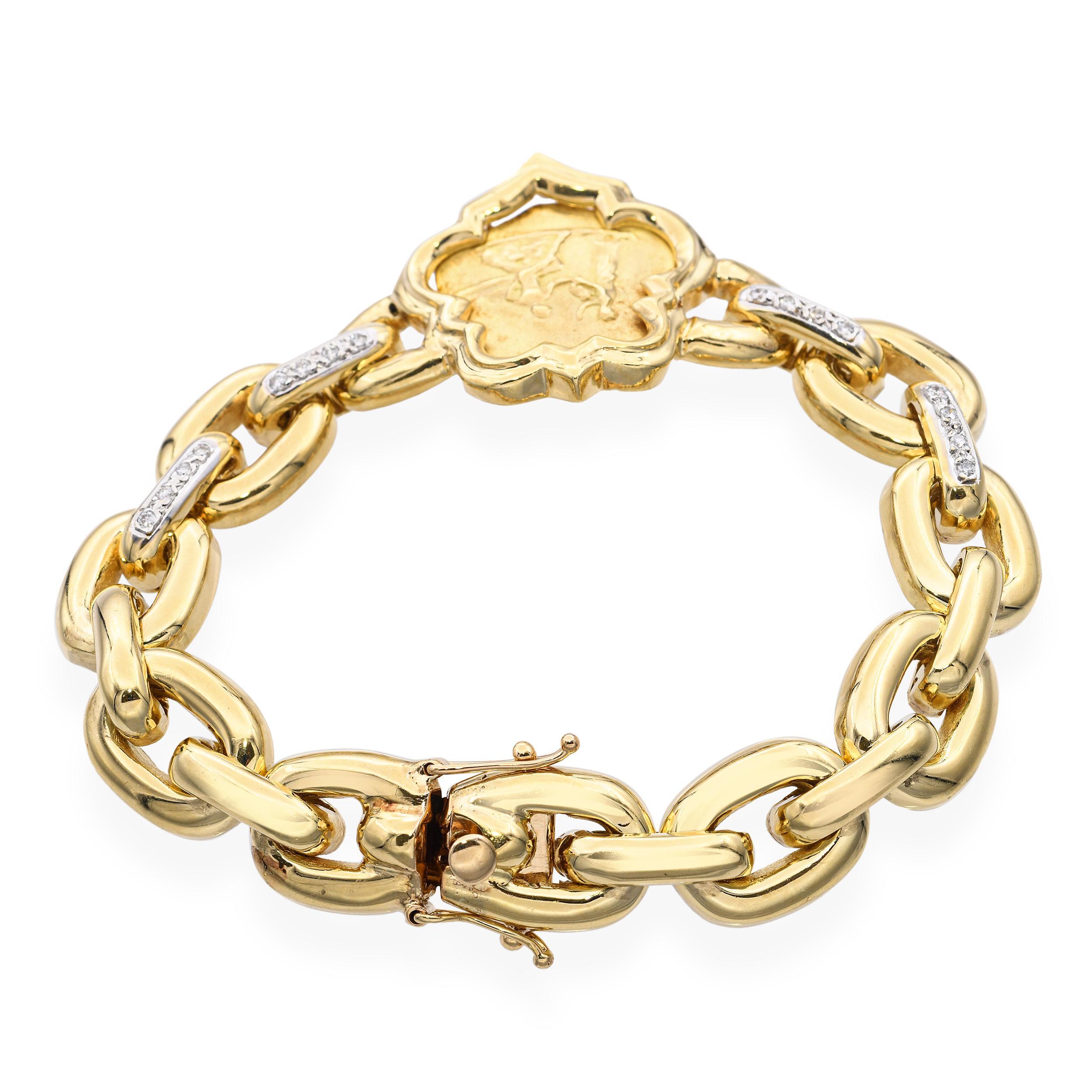 Bracciale a catena con diamanti in oro giallo 14k in vendita 1