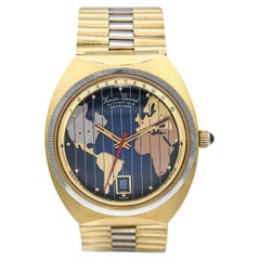 Vintage Lucien Piccard World Time Seashark Map Automatic Men's Watch