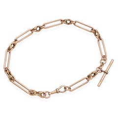 Vintage 9k Rose Gold T-Bar 14" Pocket Watch Chain