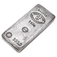 Vintage Swiss Bank Corporation 1 Kilo .999 Pure Silver Poured Bar