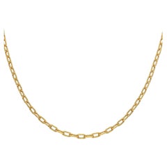 Vintage 18k Yellow Gold Textured Paperclip Chain Link Necklace
