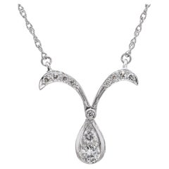 Vintage 14k White Gold 0.40tcw Diamond Modular Design Drop Pendant