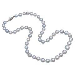 Vintage Mikimoto Collana di perle coltivate in argento 925 con pavone