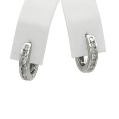 14K White Gold Diamond Channel-Set Hoop Earrings