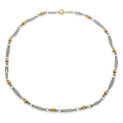 Vintage Platinum & 18k Yellow Gold Bead Necklace