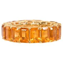 Effy 14k Yellow Gold Emerald Cut 9.00ctw Citrine Eternity Band