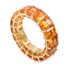 Effy 14k Yellow Gold Emerald Cut 9.00ctw Citrine Eternity Band