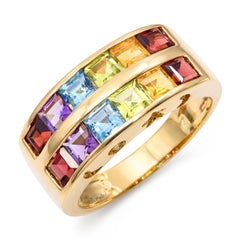 H Stern 18k Yellow Gold Multi Gemstone Stars and Moon Design Ring