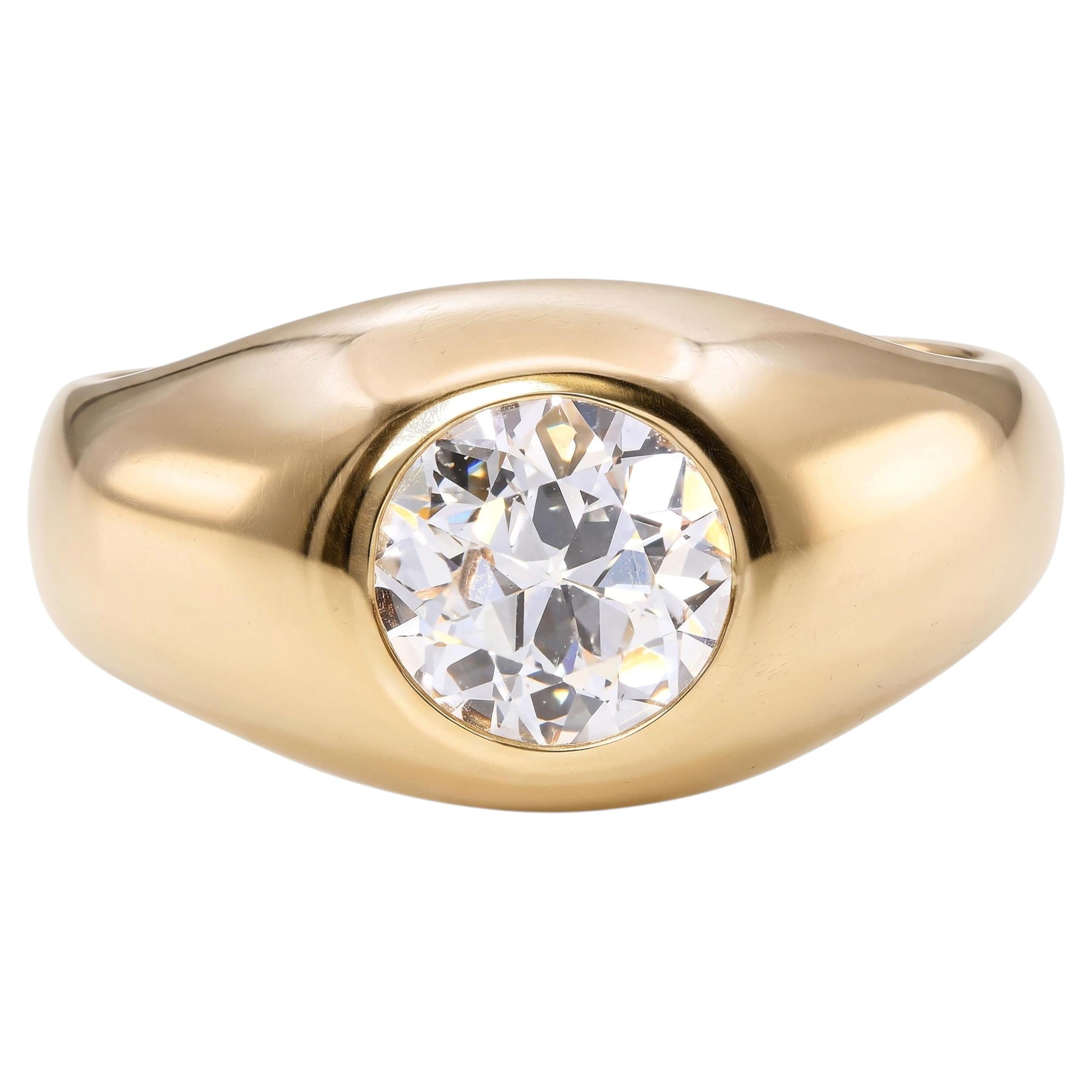 Antique 14k Yellow Gold .82ct Old European Diamond Gypsy Ring