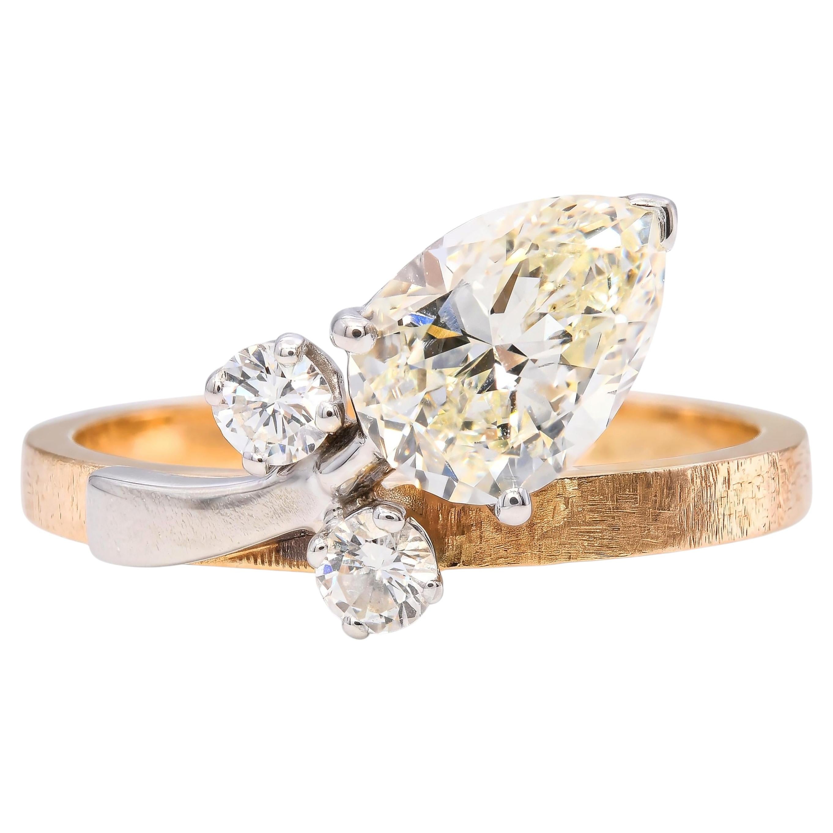 Vintage Yellow Gold 1.15ctw Diamond Bypass Ring