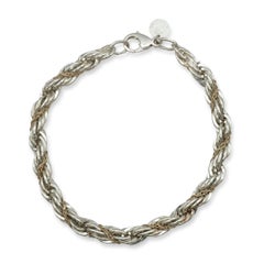 Tiffany & Co. Sterling Silver 14k Gold Twist Link Bracelet