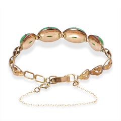 Vintage 14k Yellow Gold 11.2tcw Jadeite Jade Link Bracelet