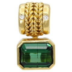 H. Stern 18k Yellow Gold Green Tourmaline and Diamond Pendant
