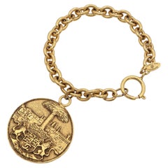 Vintage Chanel Chain Link Medallion Charm Bracelet