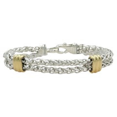 David Yurman Sterling Silver 18K Yellow Gold Multi-Strand Chain Bracelet