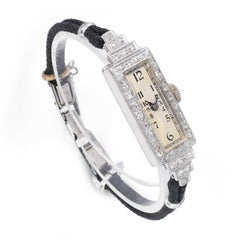 Art Deco Belvil 900 Platinum Diamond Hand Wind Watch