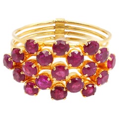 Vintage 19k Yellow Gold 1.33tcw Ruby Connected Stack Ring